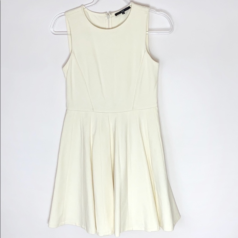 Tibi sleeveless ponte knit cream fit n flare dress